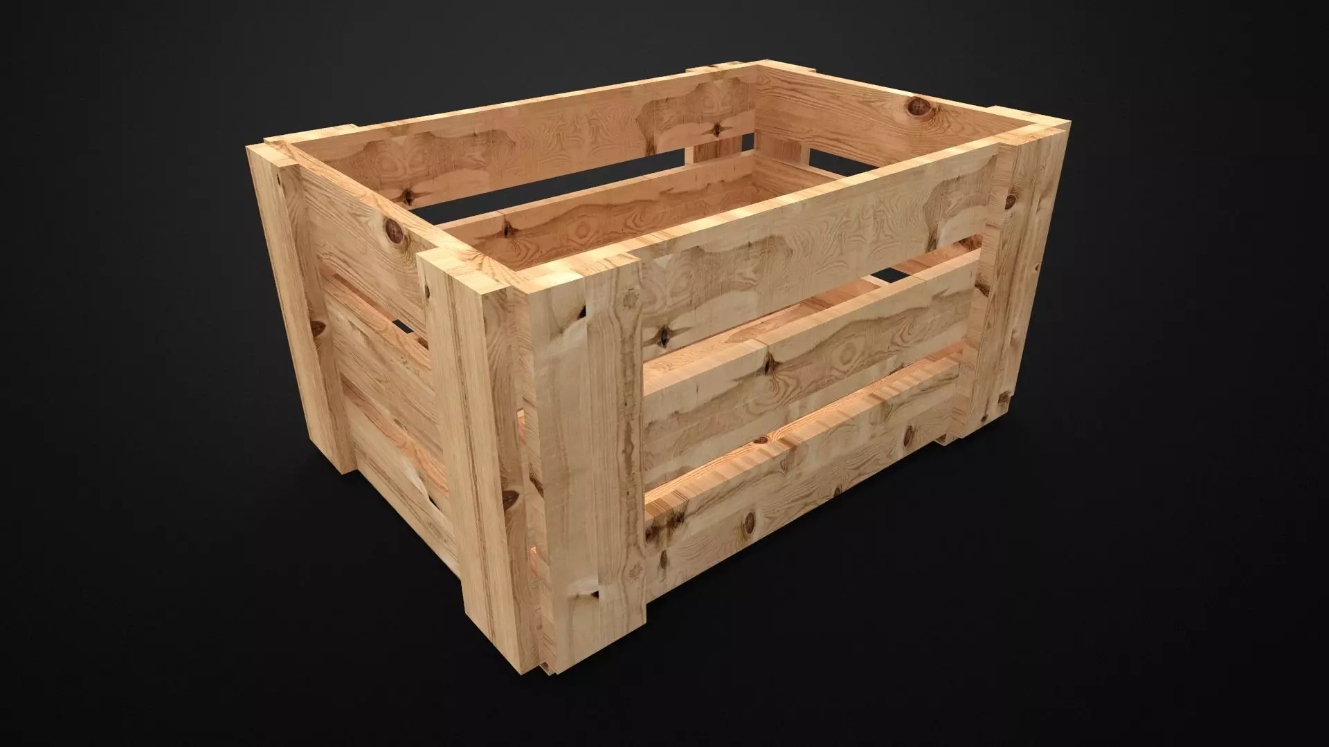 Wood board crate 3D model_0