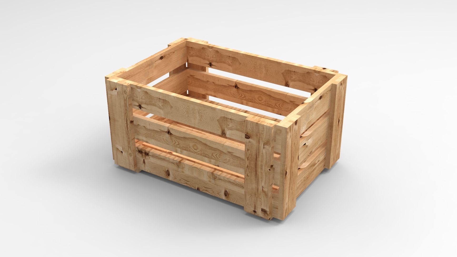 Wood board crate 3D model_1