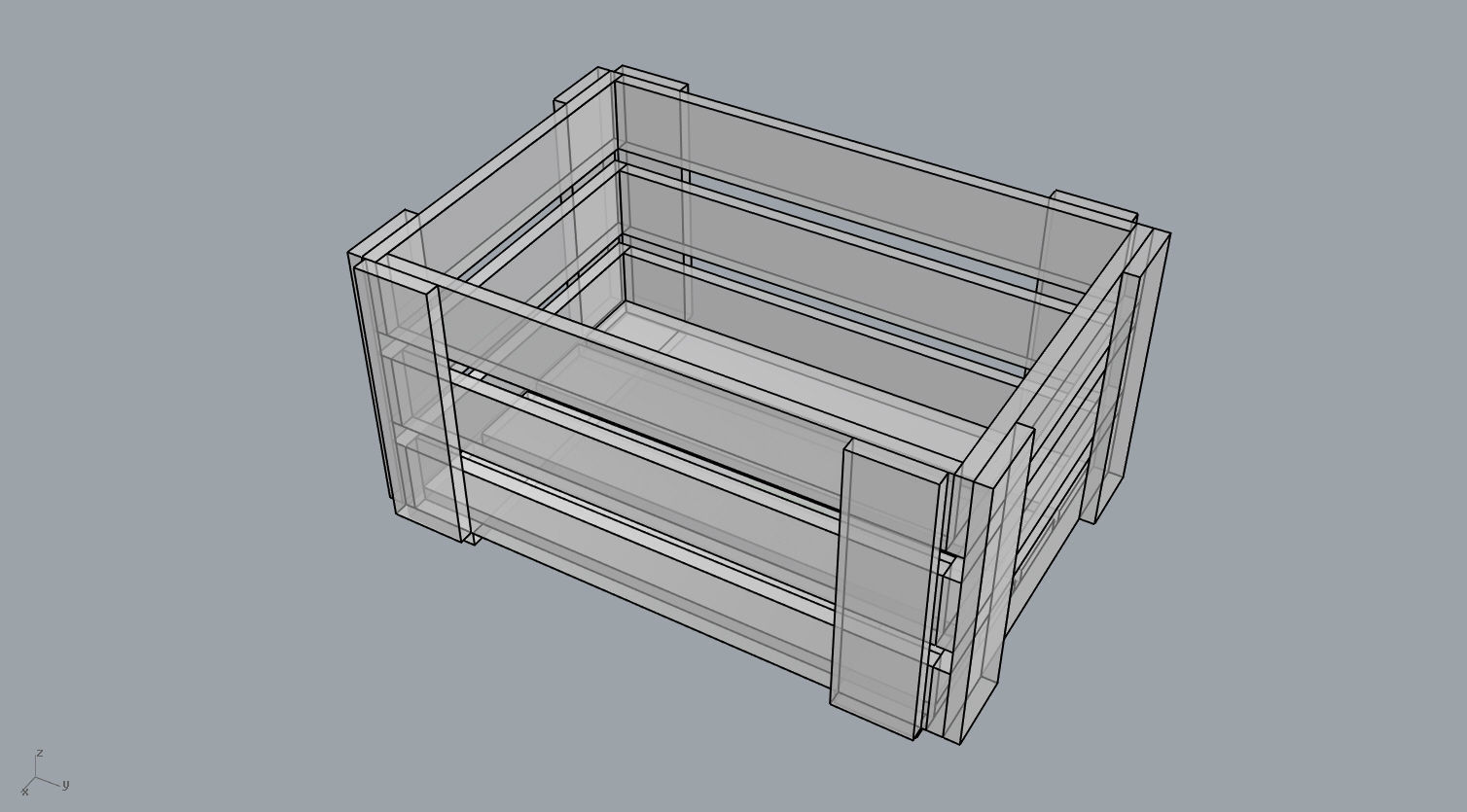Wood board crate 3D model_2