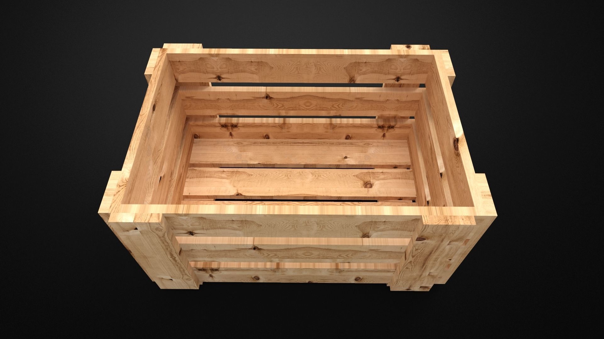Wood board crate 3D model_3