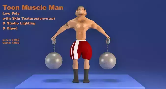 Toon Muscle man 3D model