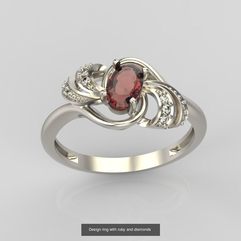 7 Women Gemstone rings set 3dm stl 3D print model 3D Model Collection_9