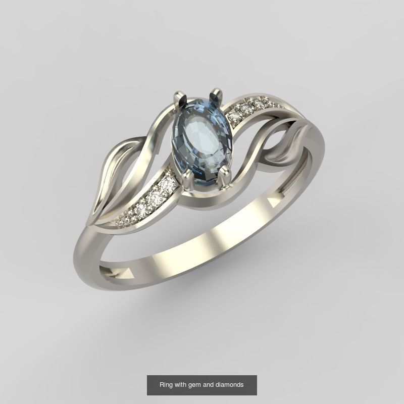 7 Women Gemstone rings set 3dm stl 3D print model 3D Model Collection_8