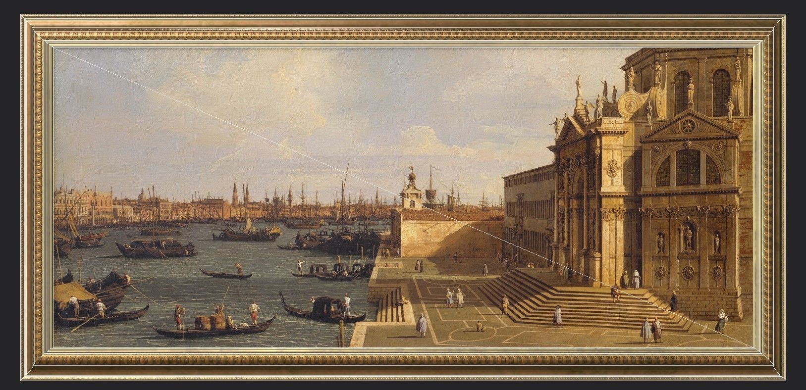 Gold Frame with Stretcher and Oil Painting Low-poly 3D model_6