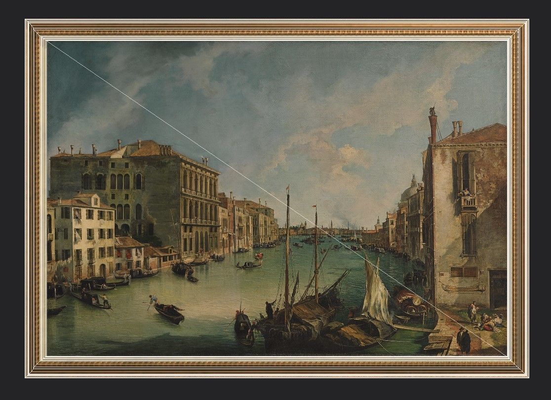 Gold Frame with Stretcher and Oil Painting Low-poly 3D model_6