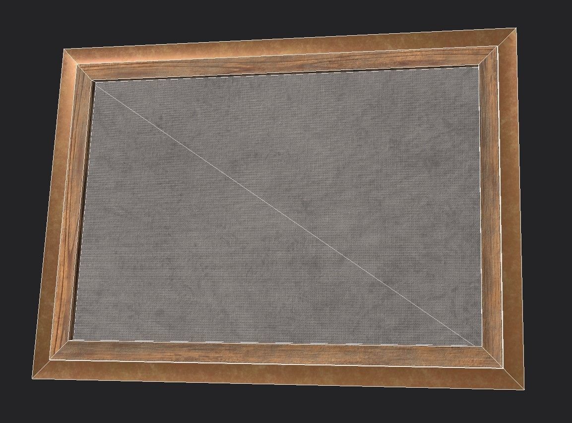 Gold Frame with Stretcher and Oil Painting Low-poly 3D model_7