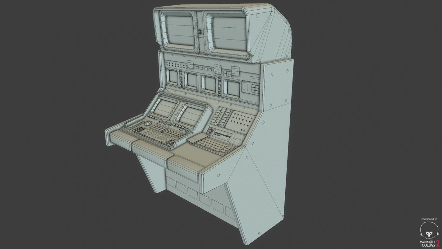 Control Desk Low-poly 3D model_22