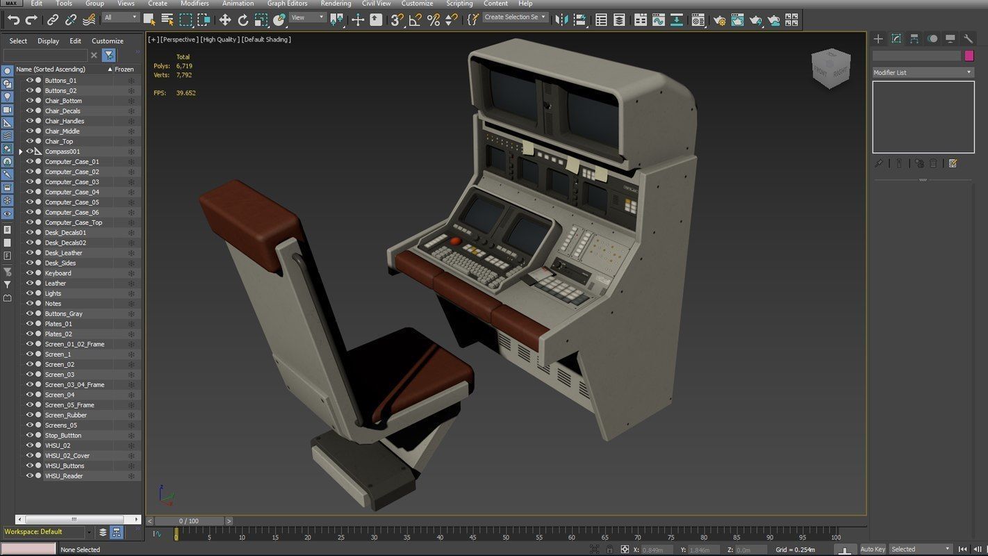 Control Desk Low-poly 3D model_11