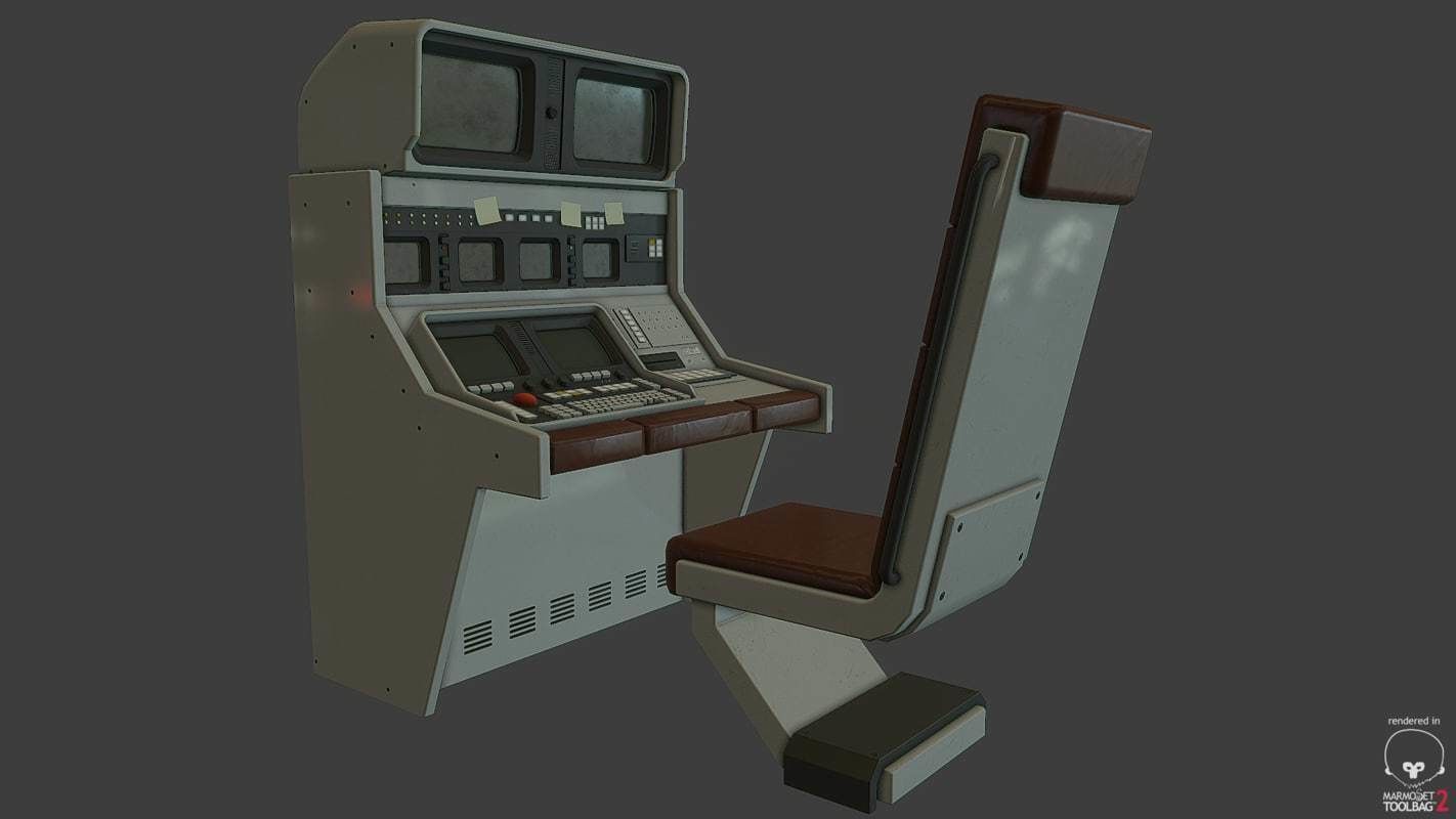 Control Desk Low-poly 3D model_12