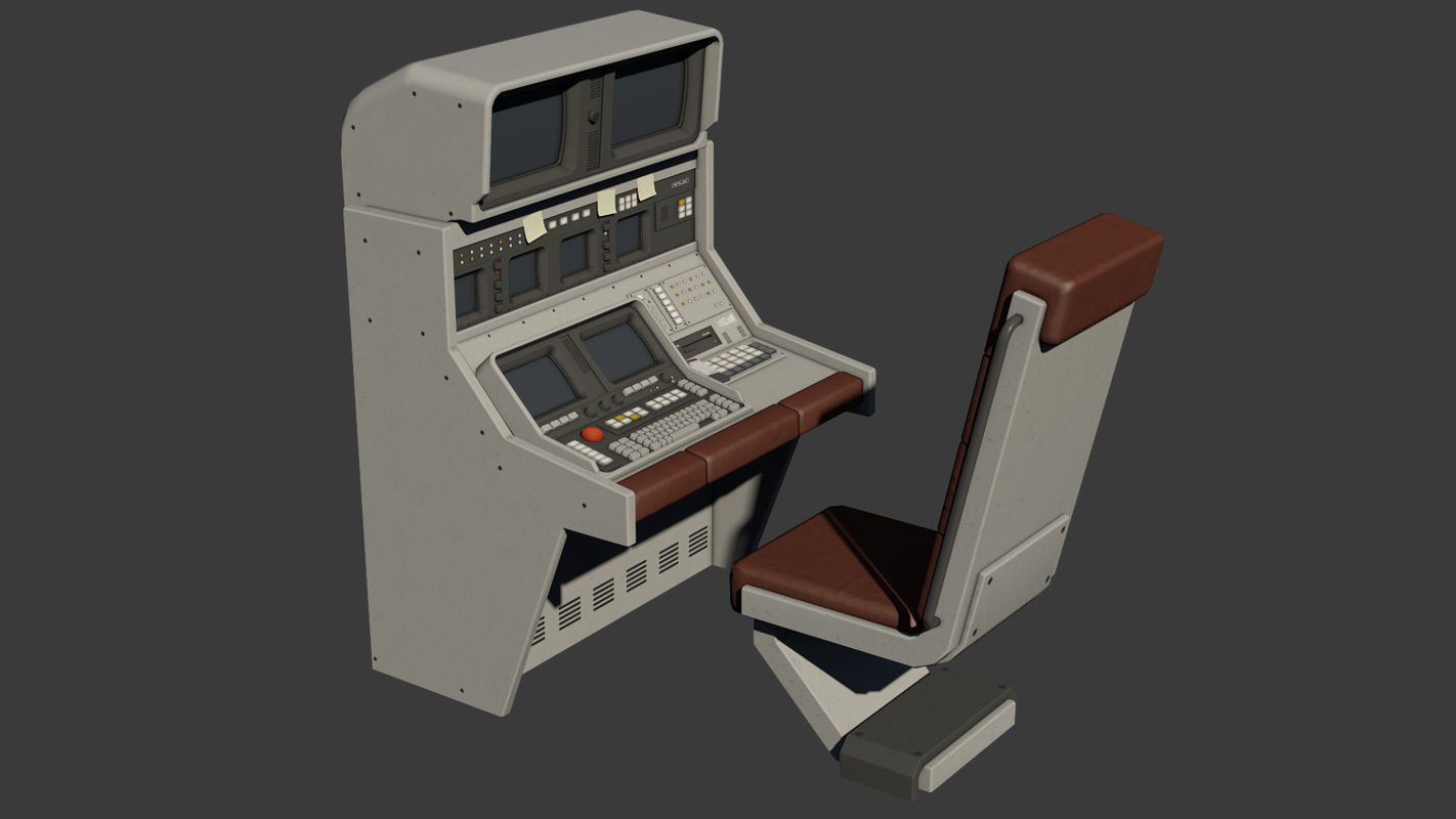 Control Desk Low-poly 3D model_1