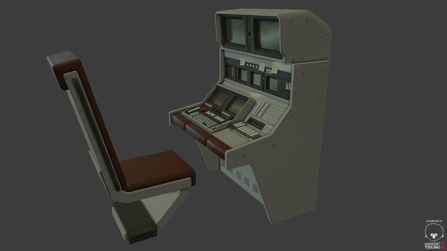 Control Desk Low-poly 3D model_13