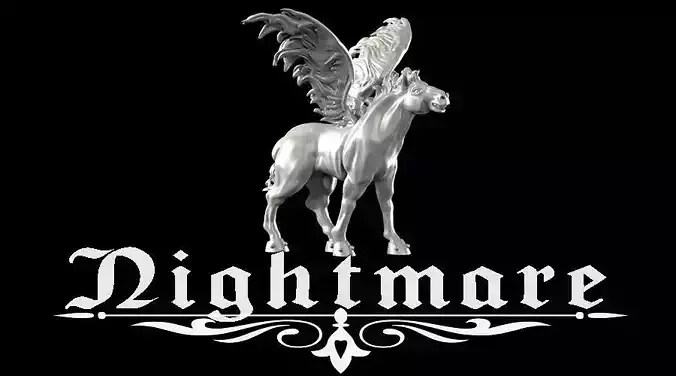 Nightmare silver horse with wings 3D print model