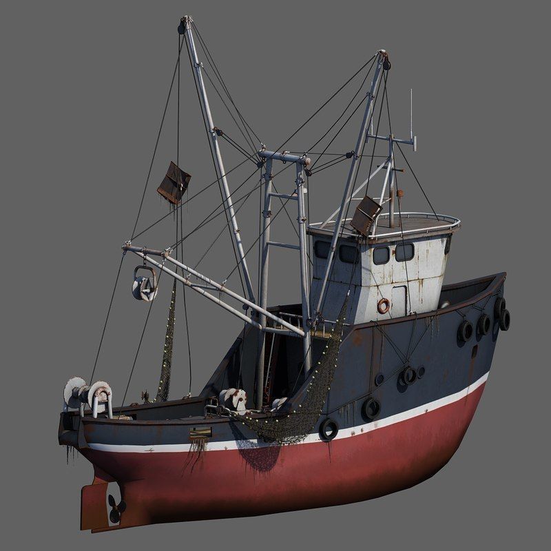Fishing Boat 2 Low-poly 3D model_7