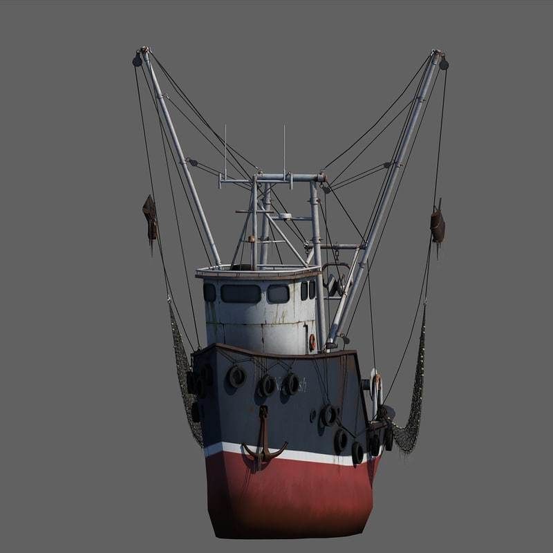 Fishing Boat 2 Low-poly 3D model_2