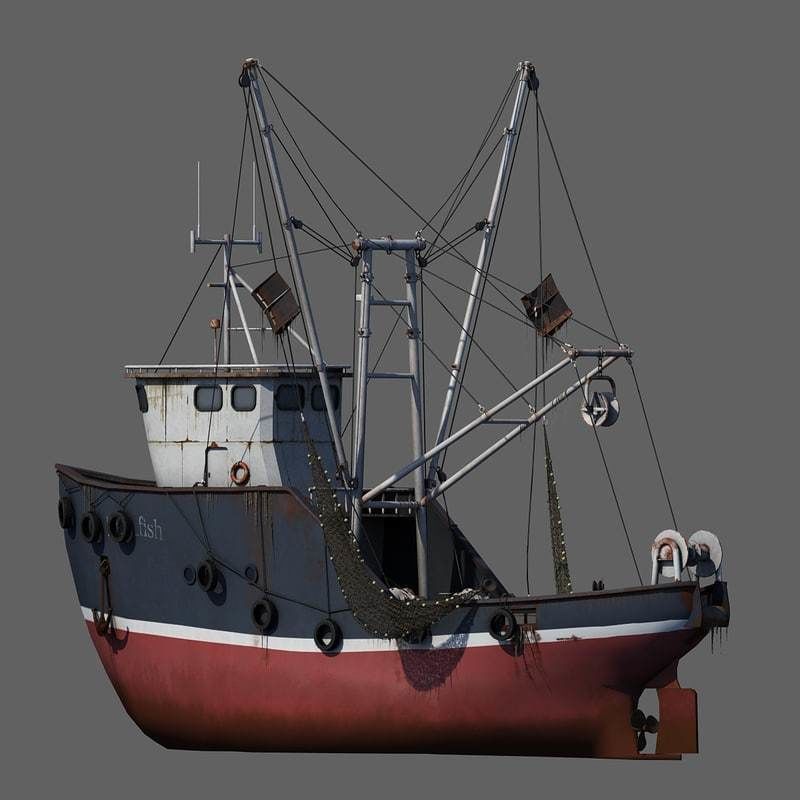 Fishing Boat 2 Low-poly 3D model_5