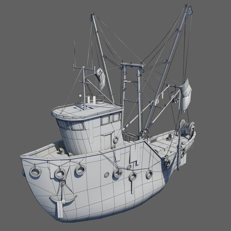 Fishing Boat 2 Low-poly 3D model_9