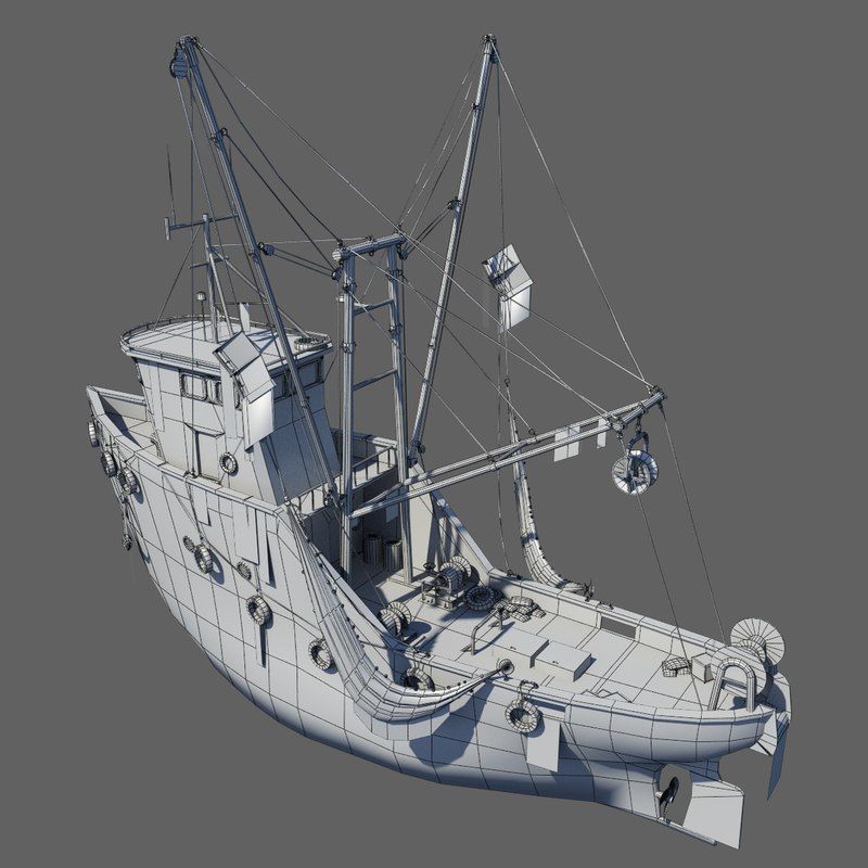 Fishing Boat 2 Low-poly 3D model_12