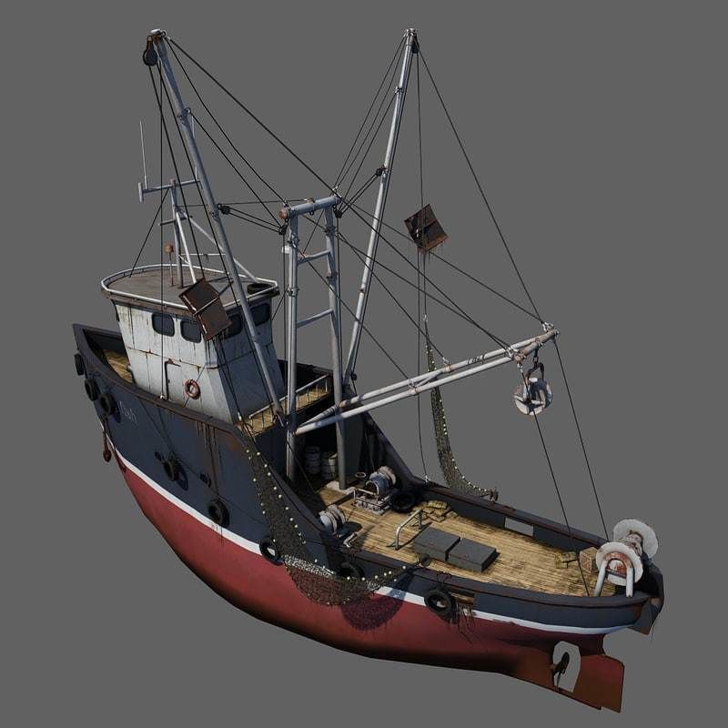 Fishing Boat 2 Low-poly 3D model_11