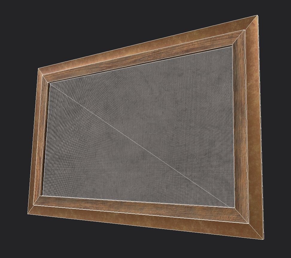 Gold Frame with Stretcher and Oil Painting Low-poly 3D model_7