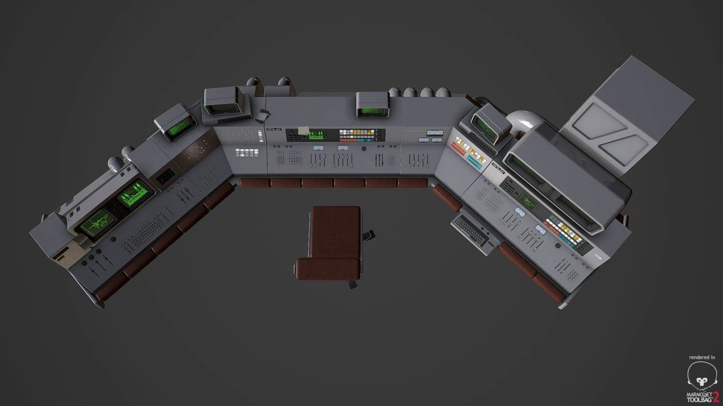 Control Desk 4 Low-poly 3D model_13