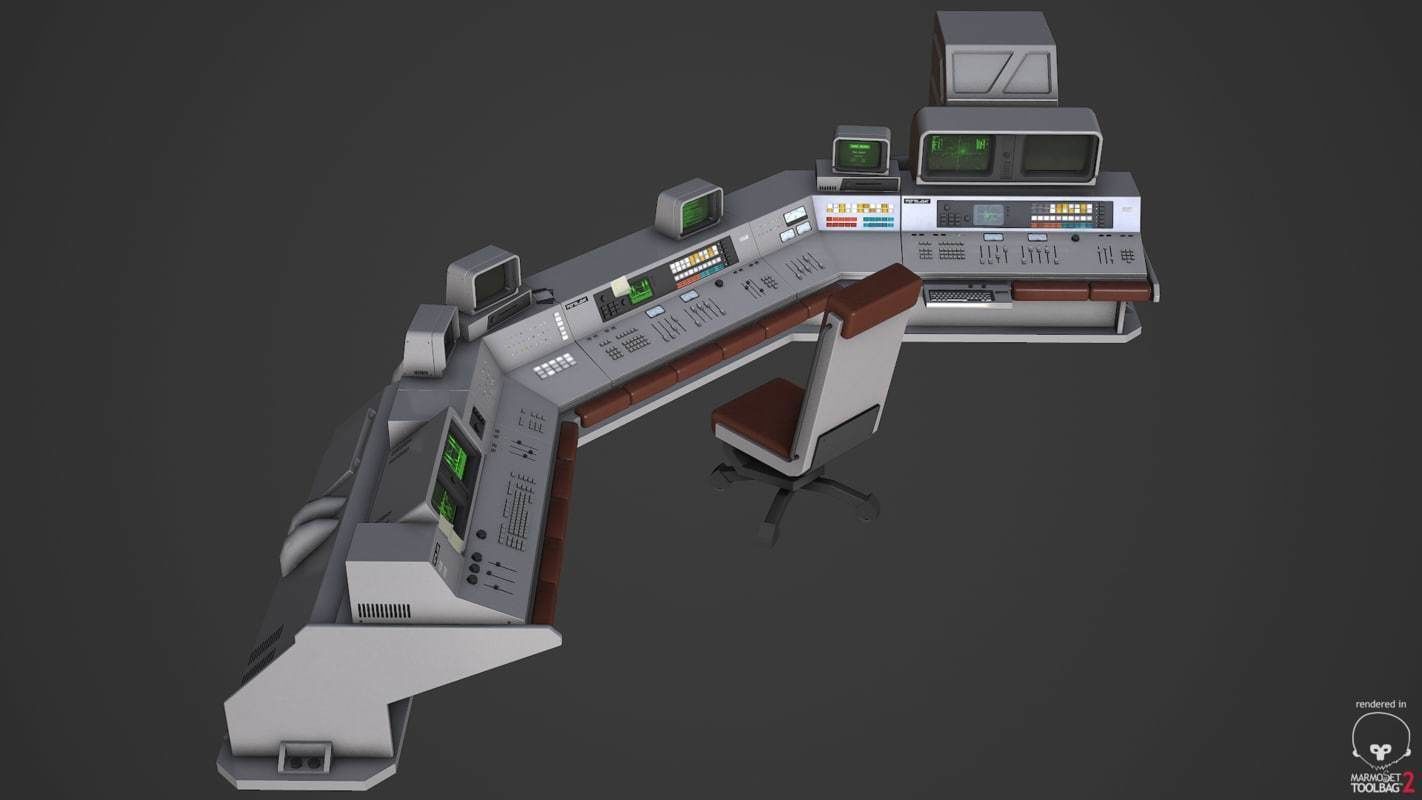 Control Desk 4 Low-poly 3D model_9