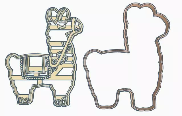 Llama Cookie Cutter Set 3D print model_0