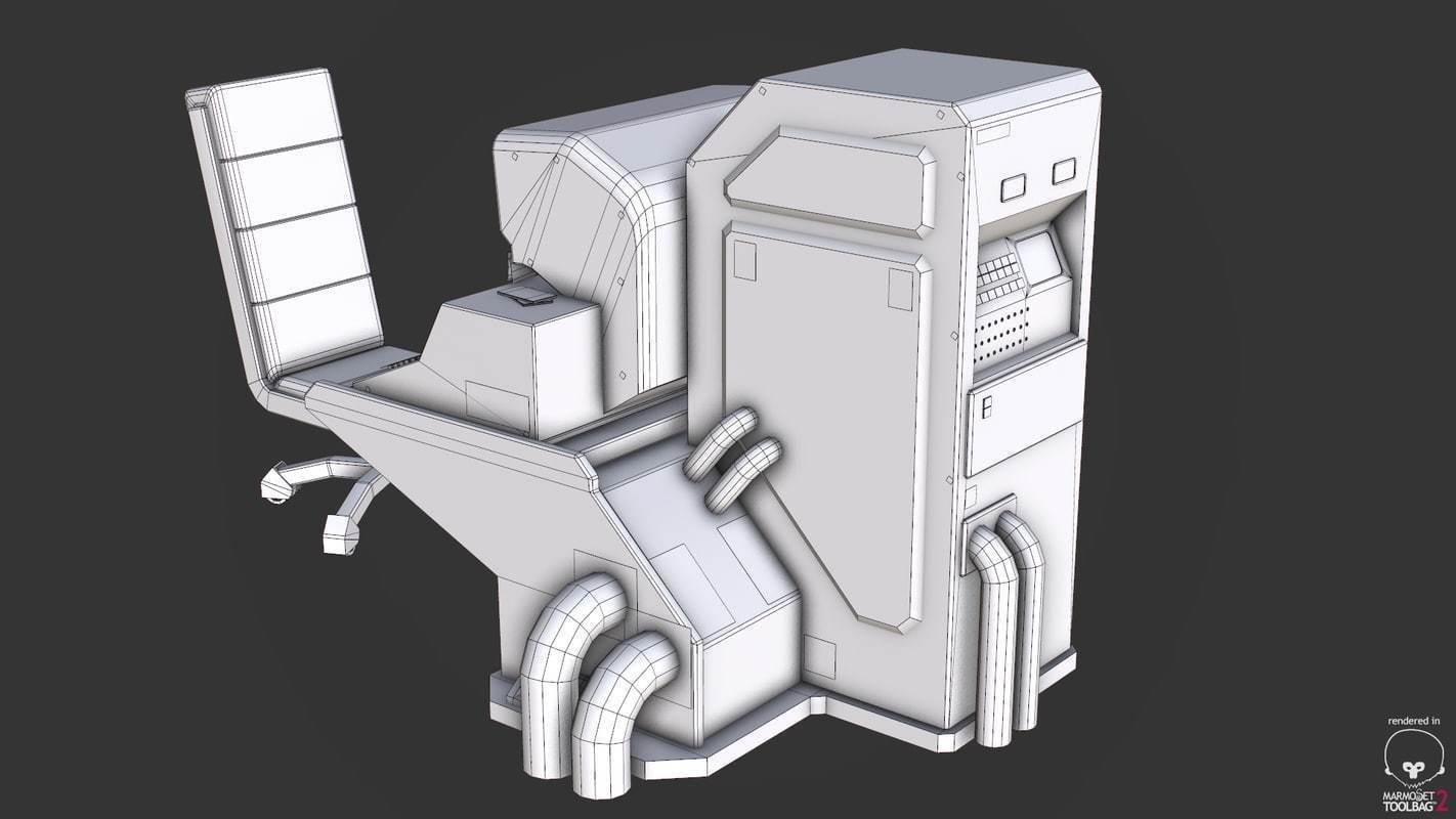 Control Desk 5 Low-poly 3D model_32