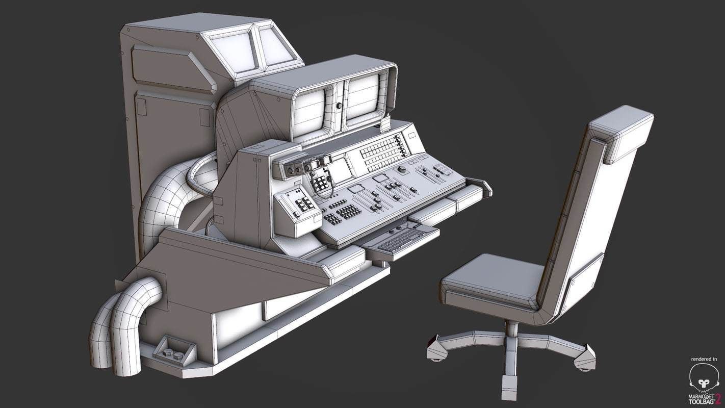 Control Desk 5 Low-poly 3D model_28
