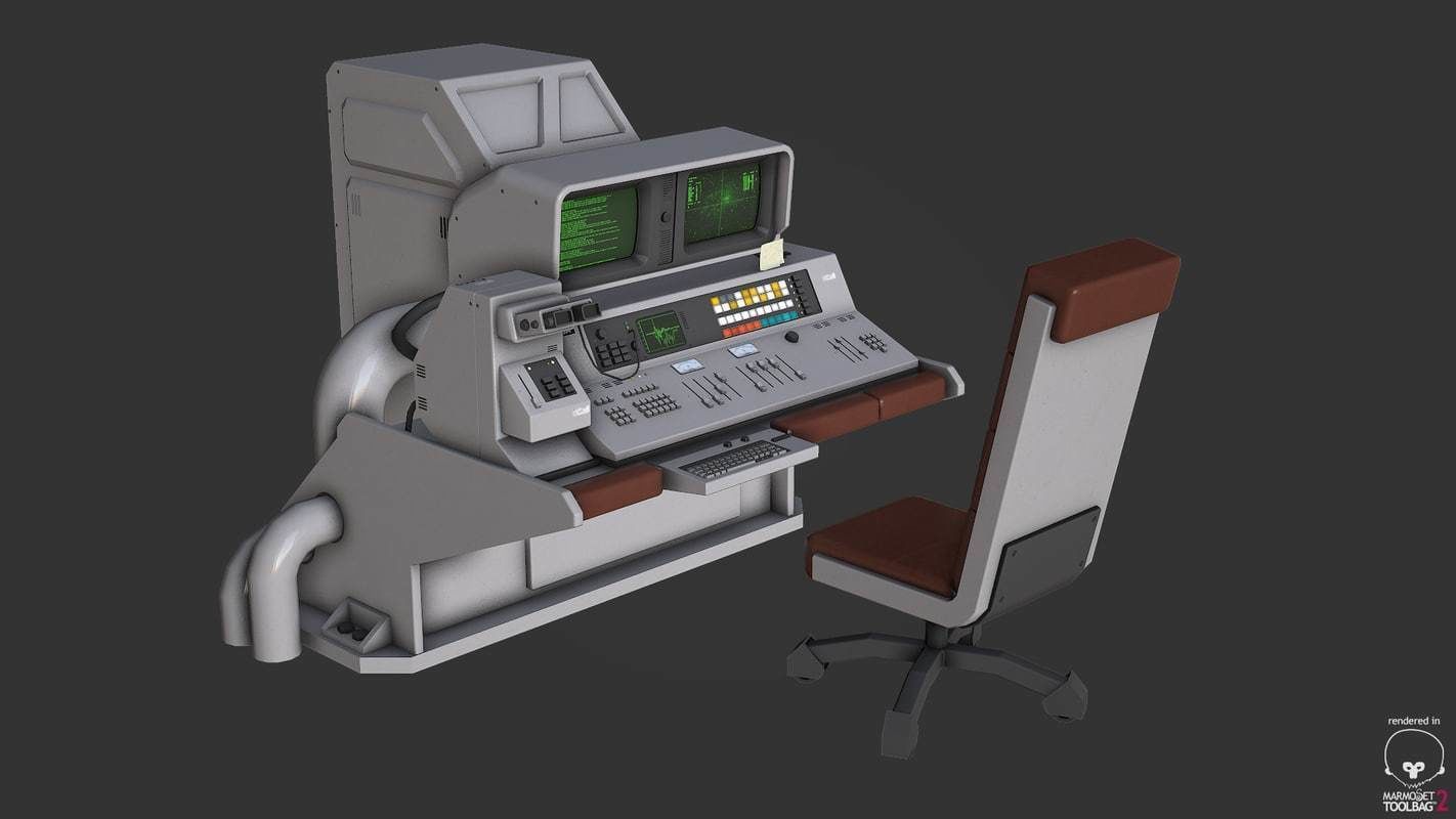 Control Desk 5 Low-poly 3D model_1