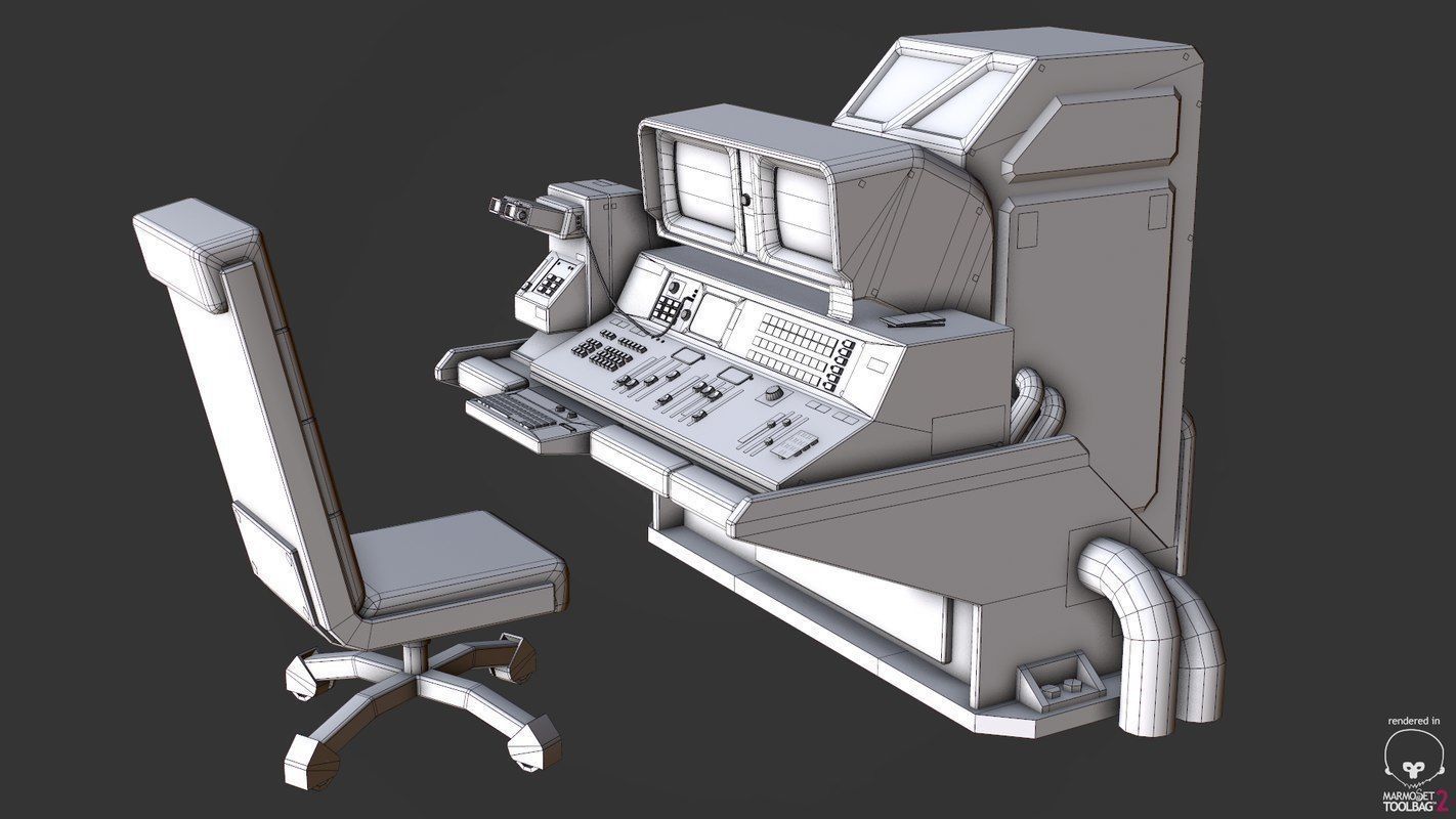 Control Desk 5 Low-poly 3D model_29