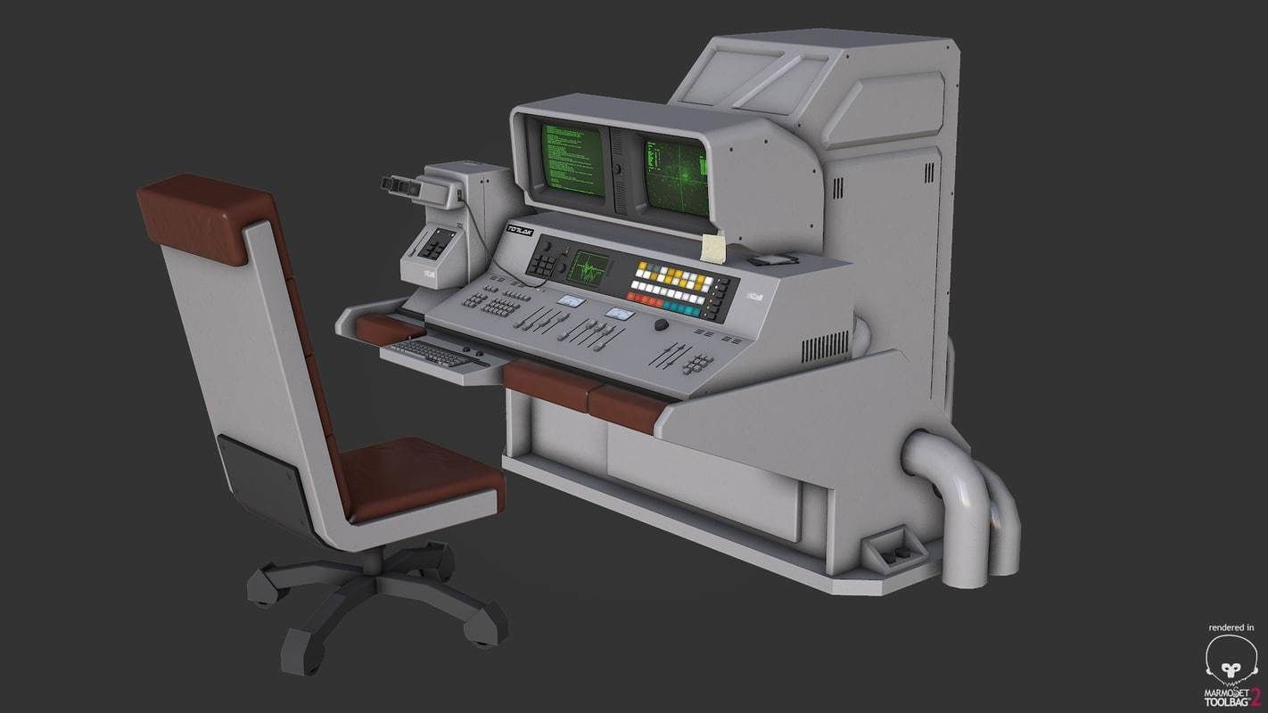Control Desk 5 Low-poly 3D model_2