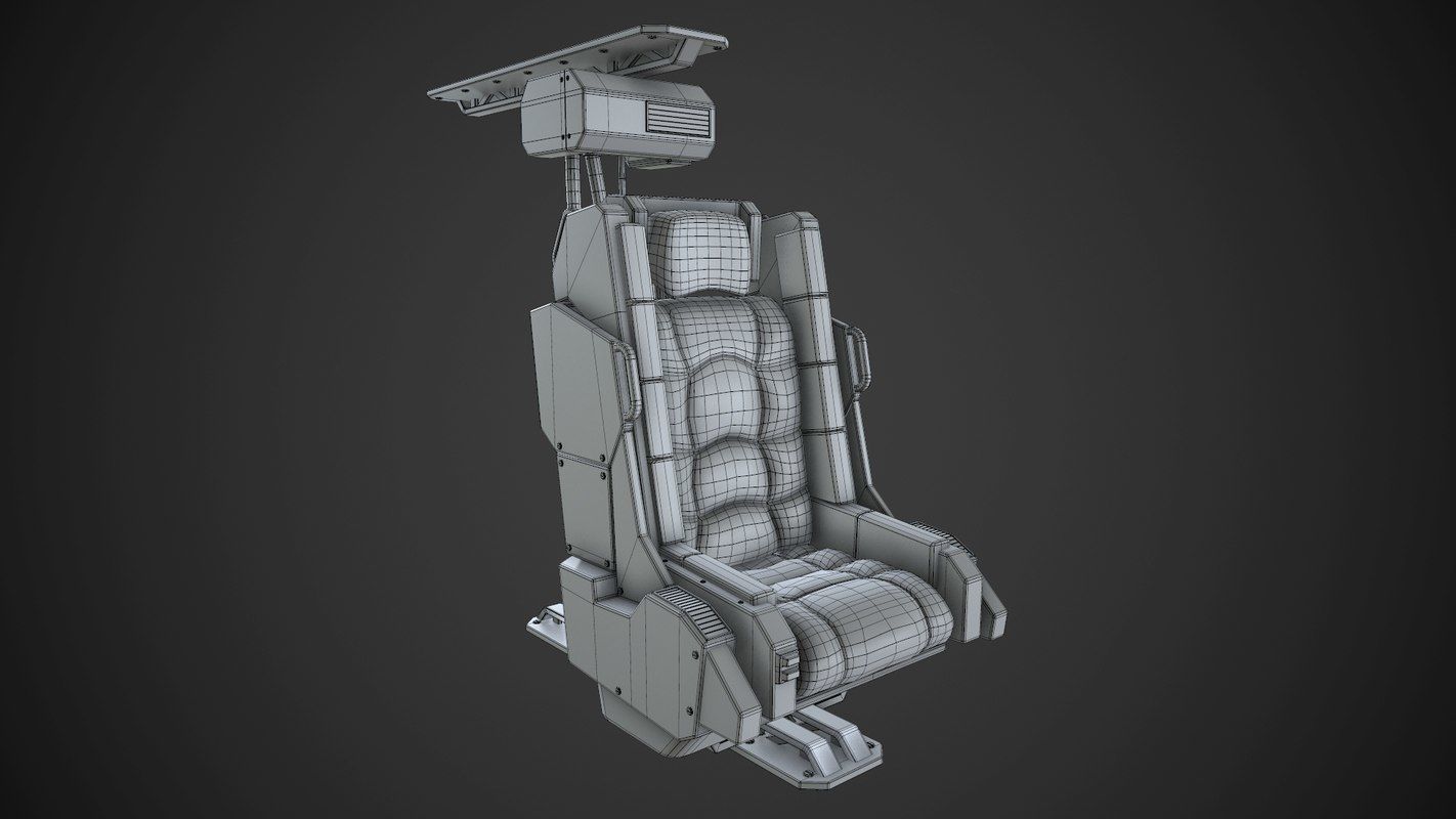 Spaceship Chair Low-poly 3D model_6
