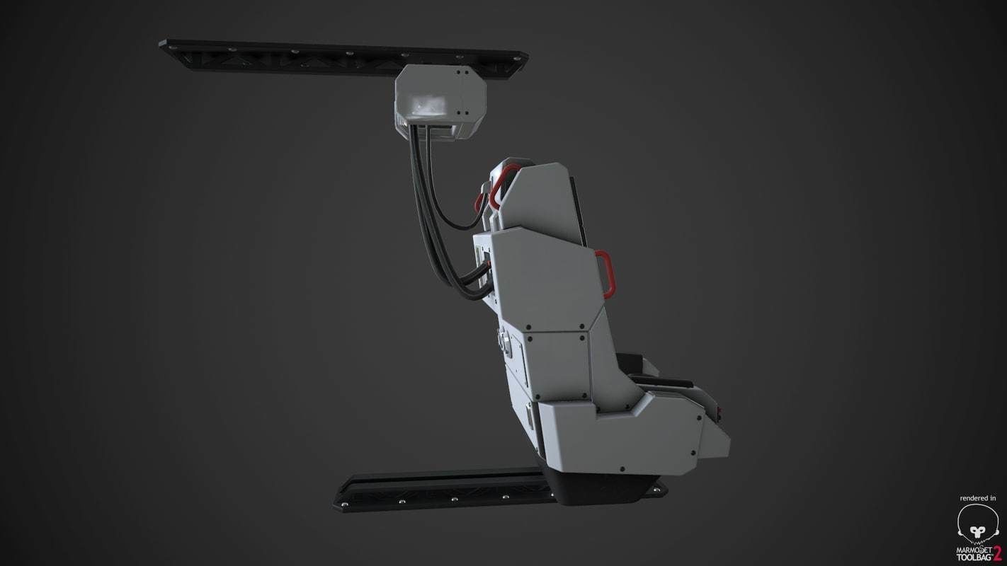 Spaceship Chair Low-poly 3D model_2