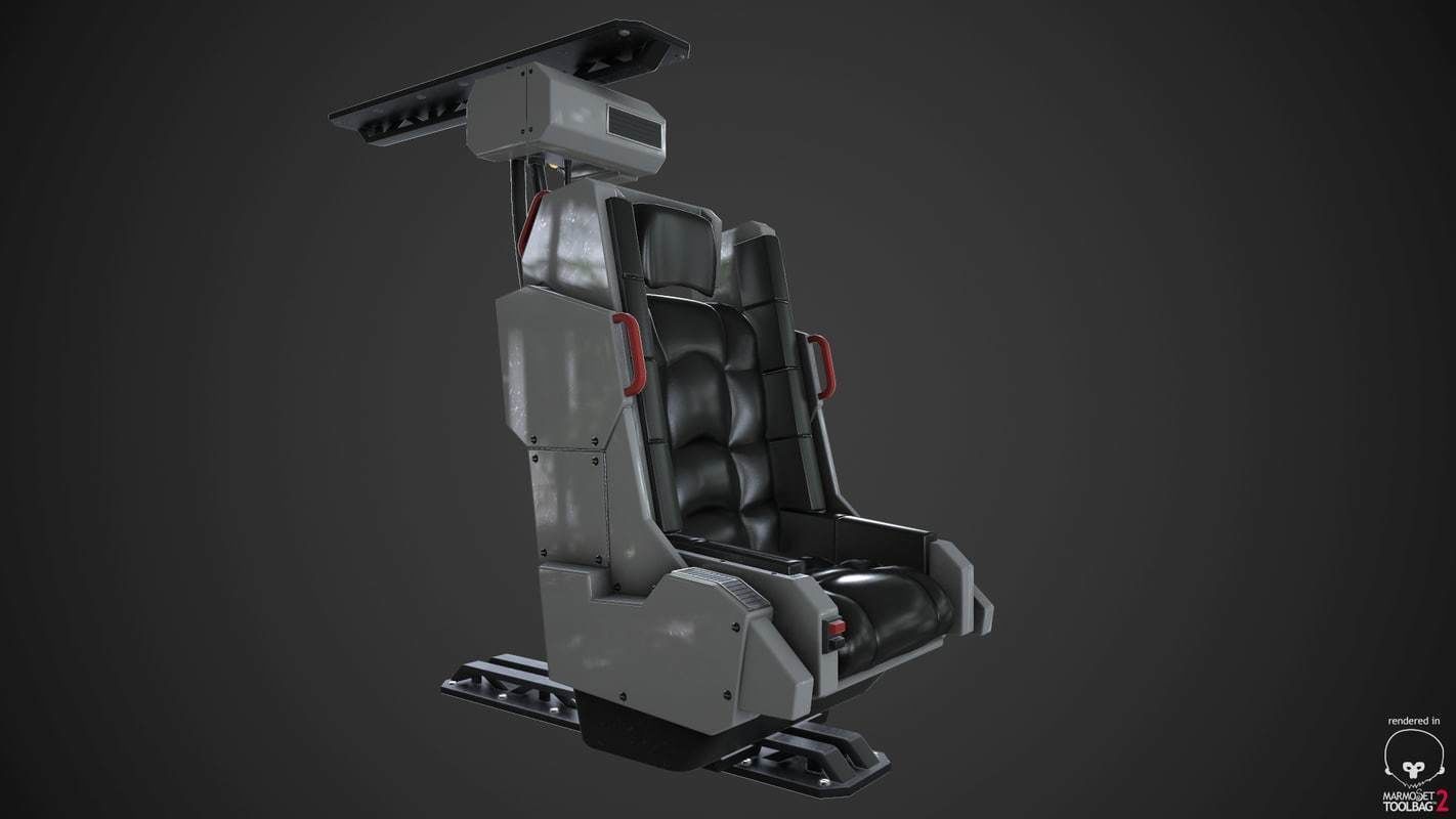 Spaceship Chair Low-poly 3D model_1