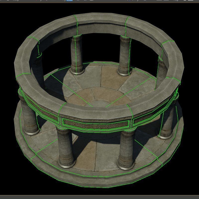 Ancient Altar Low-poly 3D model_6