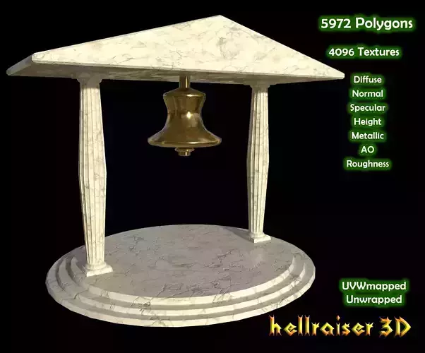  Temple Bell - PBR - Textured Low-poly 3D model