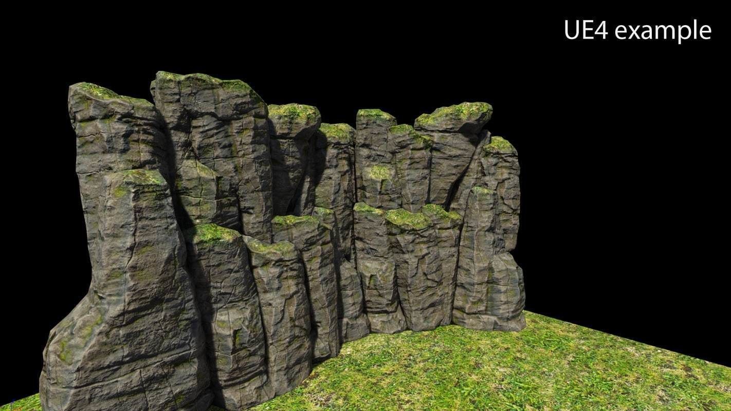 Cliff camouflage rock Low-poly 3D model_6