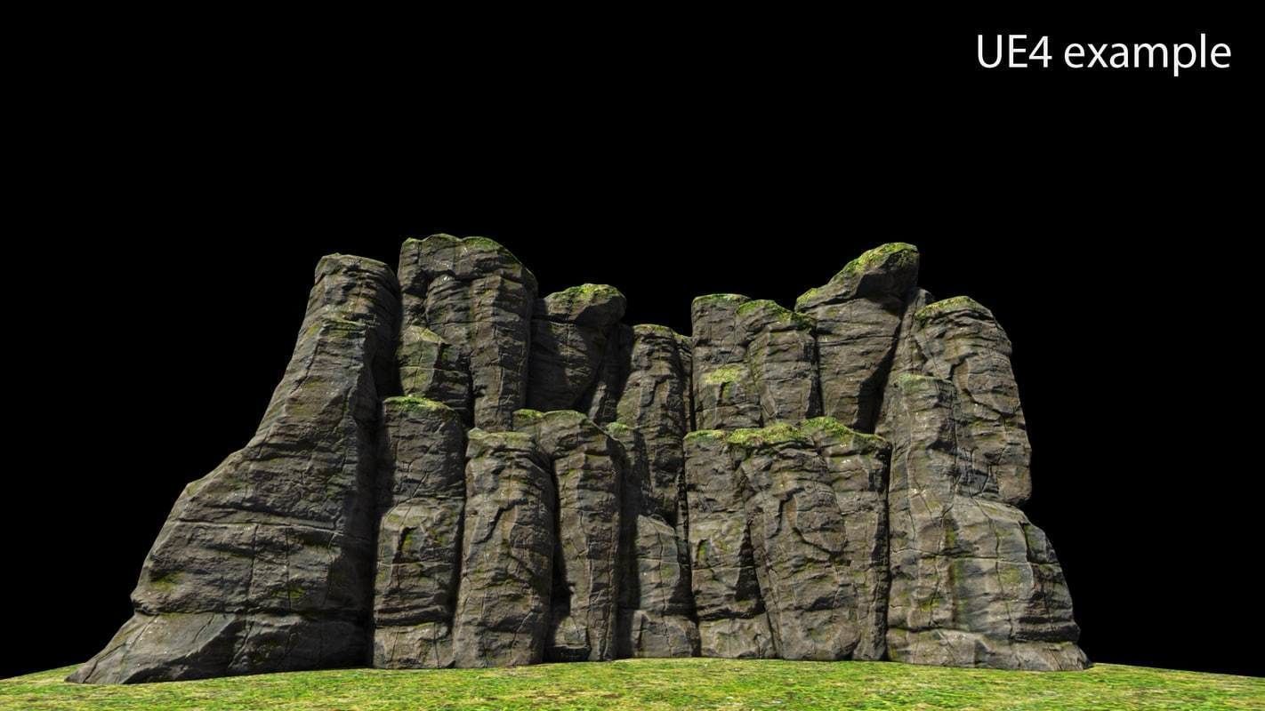 Cliff camouflage rock Low-poly 3D model_7