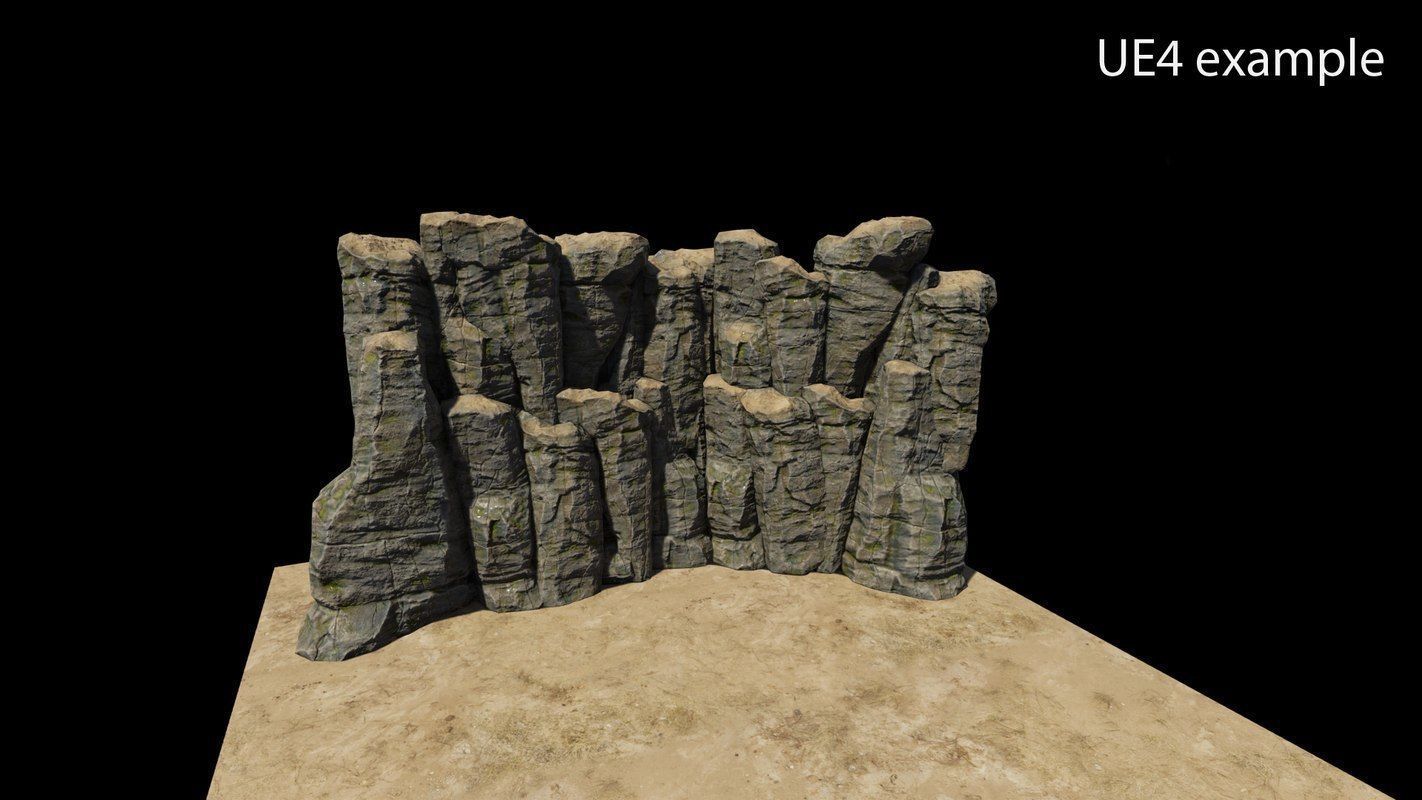 Cliff camouflage rock Low-poly 3D model_5