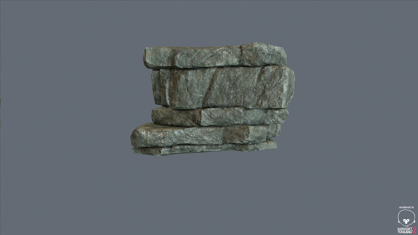 Game Ready PBR Stone Cliff Low-poly 3D model_10