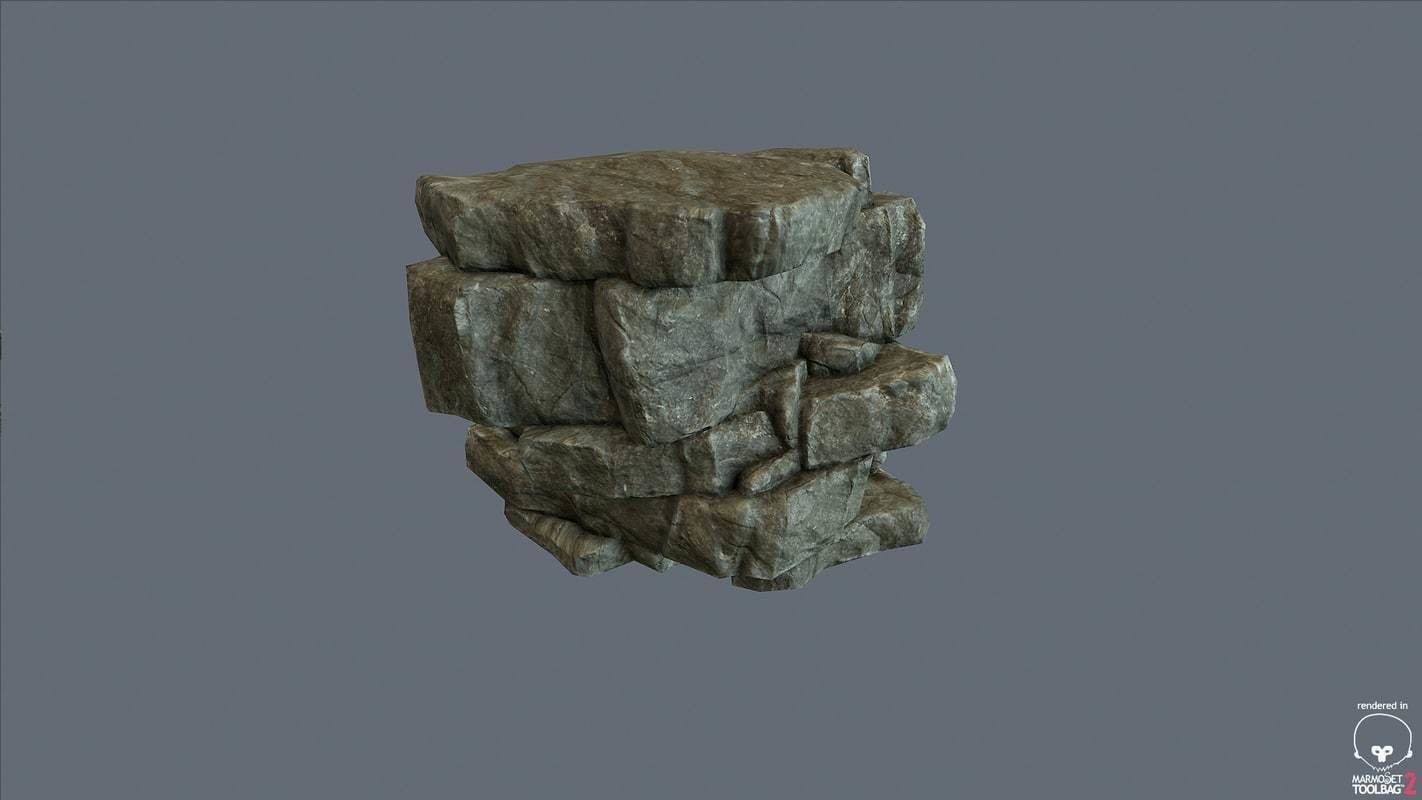 Game Ready PBR Stone Cliff Low-poly 3D model_7