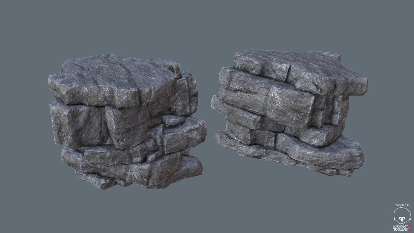 Game Ready PBR Stone Cliff Low-poly 3D model_1