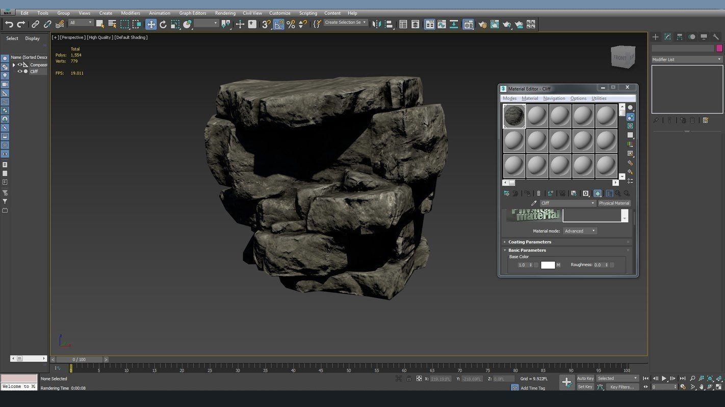 Game Ready PBR Stone Cliff Low-poly 3D model_17