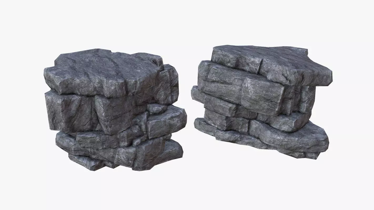 Game Ready PBR Stone Cliff Low-poly 3D model_0