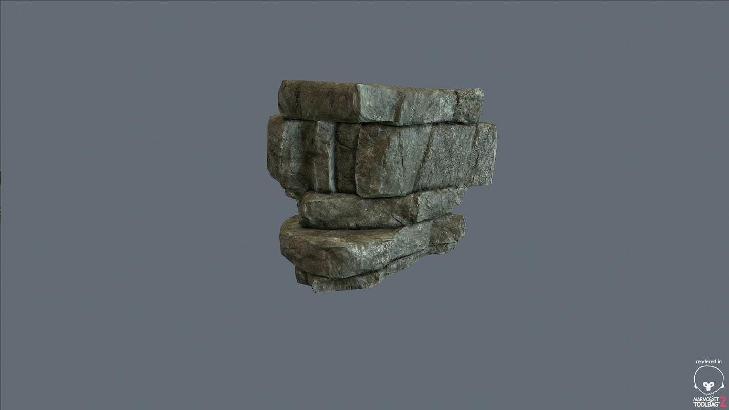 Game Ready PBR Stone Cliff Low-poly 3D model_9