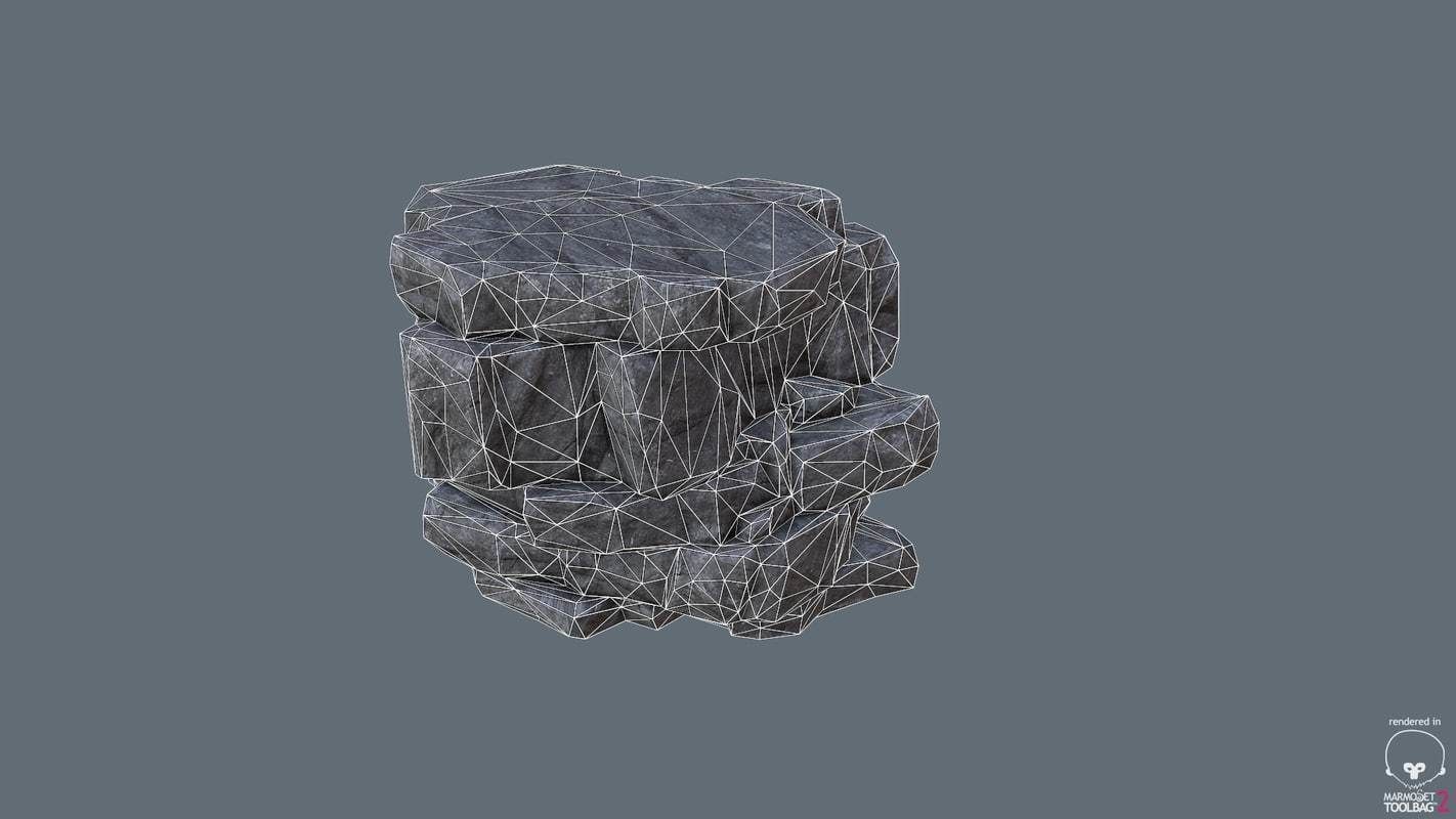 Game Ready PBR Stone Cliff Low-poly 3D model_13
