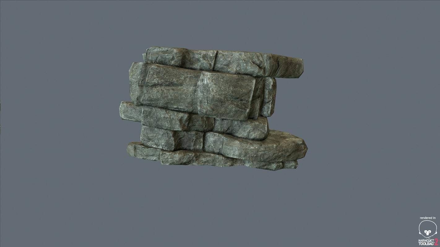 Game Ready PBR Stone Cliff Low-poly 3D model_8