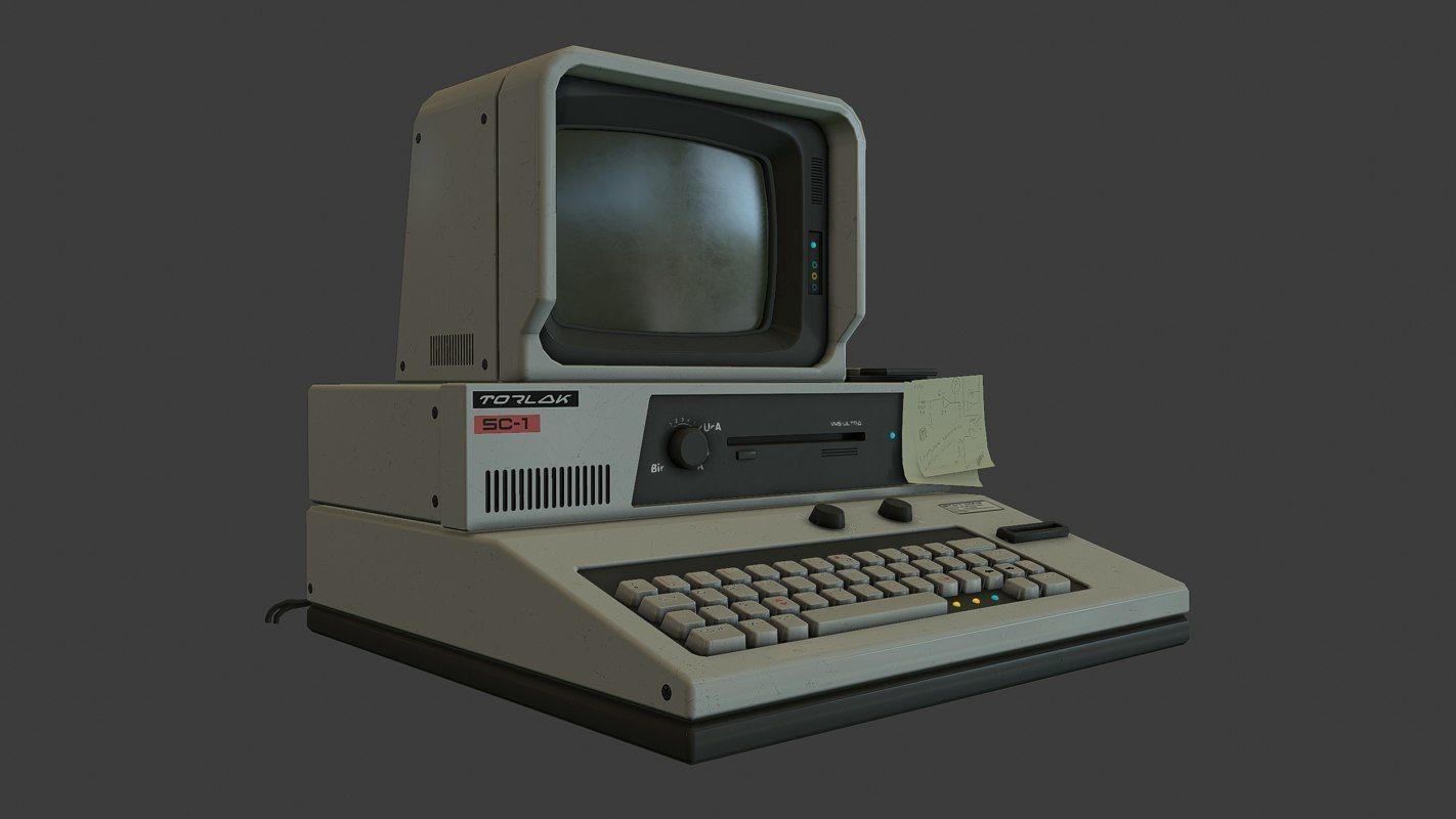 Retro Sci-Fi Computer Low-poly 3D model_1