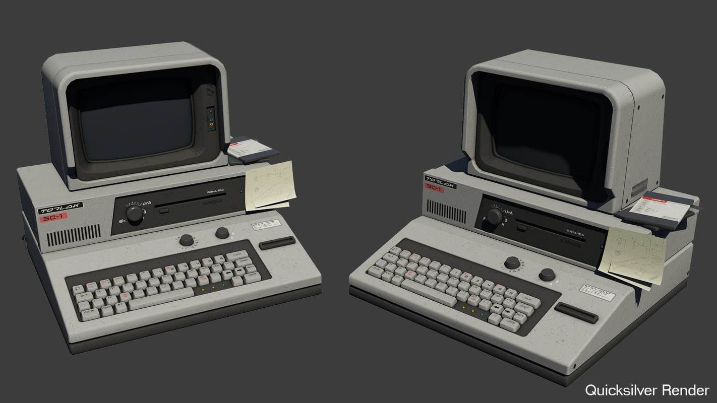 Retro Sci-Fi Computer Low-poly 3D model_2