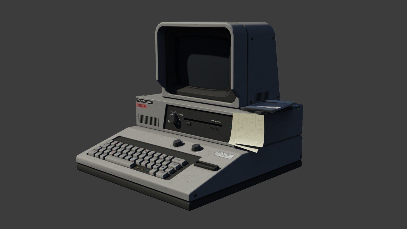 Retro Sci-Fi Computer Low-poly 3D model_4